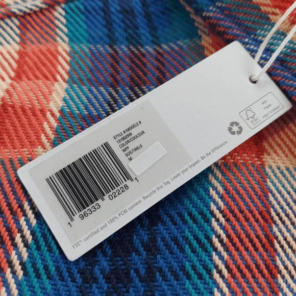 Outerknown Blanket Shirt Organic Cotton Watermelon Feliz Plaid Men's Size M - Picture 4 of 5